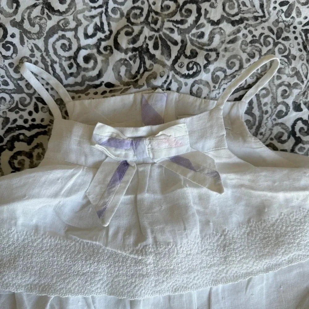 Burberry Set dress + pants 3/6 months strapless Burberry white purple - Picture 3 of 7
